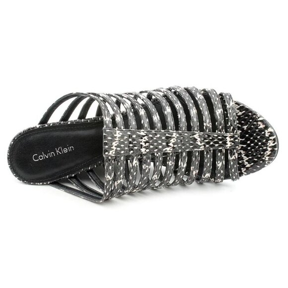 Calvin Klein Wedge Phillipa Snakeskin Strappy Shoe - Picture 3 of 13